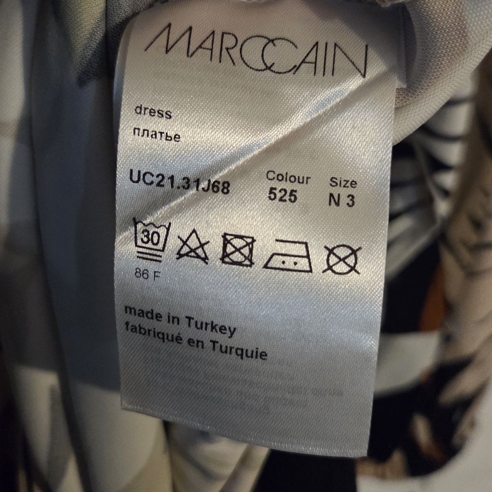 Marc Cain Deep Olive Tropical Print Loose Fit Midi Dress EUC Size N3 / 8 - Picture 15 of 16